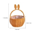 thumbnail image 3 of CuiLiyq Easter Basket with Handle, Easter Bunny Rattan Woven Basket, Picnic Basket with Rabbit Ear Decor, Easter Egg Candy Basket for Egg Hunt Party Supplies Easter Gift (Brown), 3 of 7