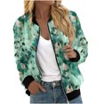 thumbnail image 2 of Ftwytp Women Floral Print Bomber Jacket Full Zip Slim Fit Long Sleeve Hoodless Lightweight Baseball Jacket Coat Casual Sweatshirts Jacket Leisure Coats, 2 of 5