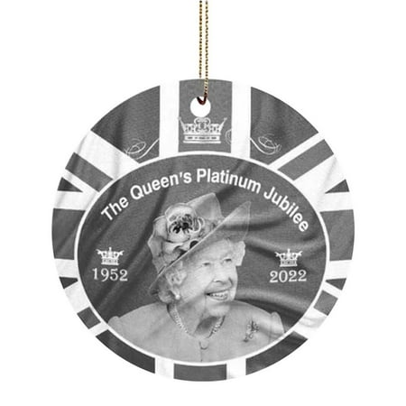 

Okefdwalm Christmas Tree Ornaments Queen Elizabeth II Acrylic Pendant Mourn for 2022 Queen Platinum Jubilee Union Jack Flag Christmas Party Favor Decorative Supplies pretty