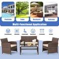 thumbnail image 3 of AVAWING 4-Piece Wicker Outdoor Patio Dining Set with Glass Coffee Table and Soft Cushions, Brown, 3 of 9