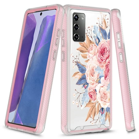 Samsung Galaxy S20 FE 5G Case, Rosebono Graphic Design Shockproof Impact Resistant Protective Full-Body Rugged Clear Hybrid Bumper Case for Samsung Galaxy S20 FE 5G (Pink Flower)