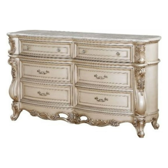 Ergode Dresser w/Marble Top Marble & Antique White