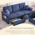 thumbnail image 6 of L-Shaped Sectional Sofa,Corduroy Convertible 3-Seat Sofa Couch with Pull-Out Storage,Ottoman for Living Room,Apartment,Navy, 6 of 7