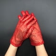 thumbnail image 2 of Ljudmp Womens Glitter Sequin Opera Gloves Sparkling Full Finger Formal Short Gloves for Wedding Bride Evening Party Red, 2 of 4