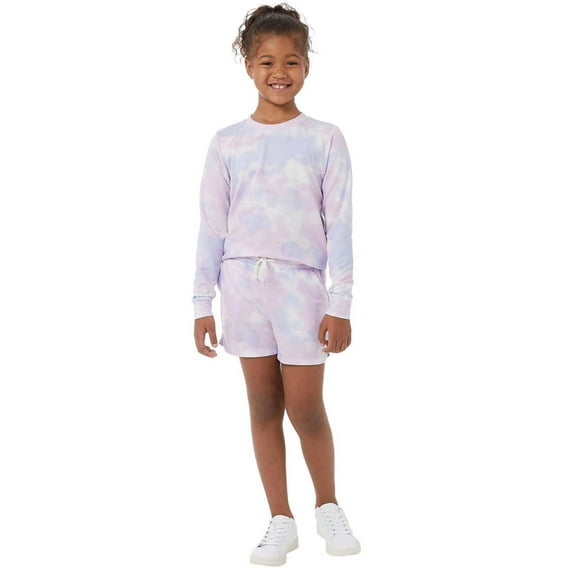 32 Degrees Big Girls Youth 2-piece Long Sleeve Top and Shorts Set-Purple / XS