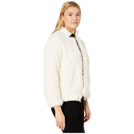 Democracy Long Sleeve Faux Fur Coat Ivory