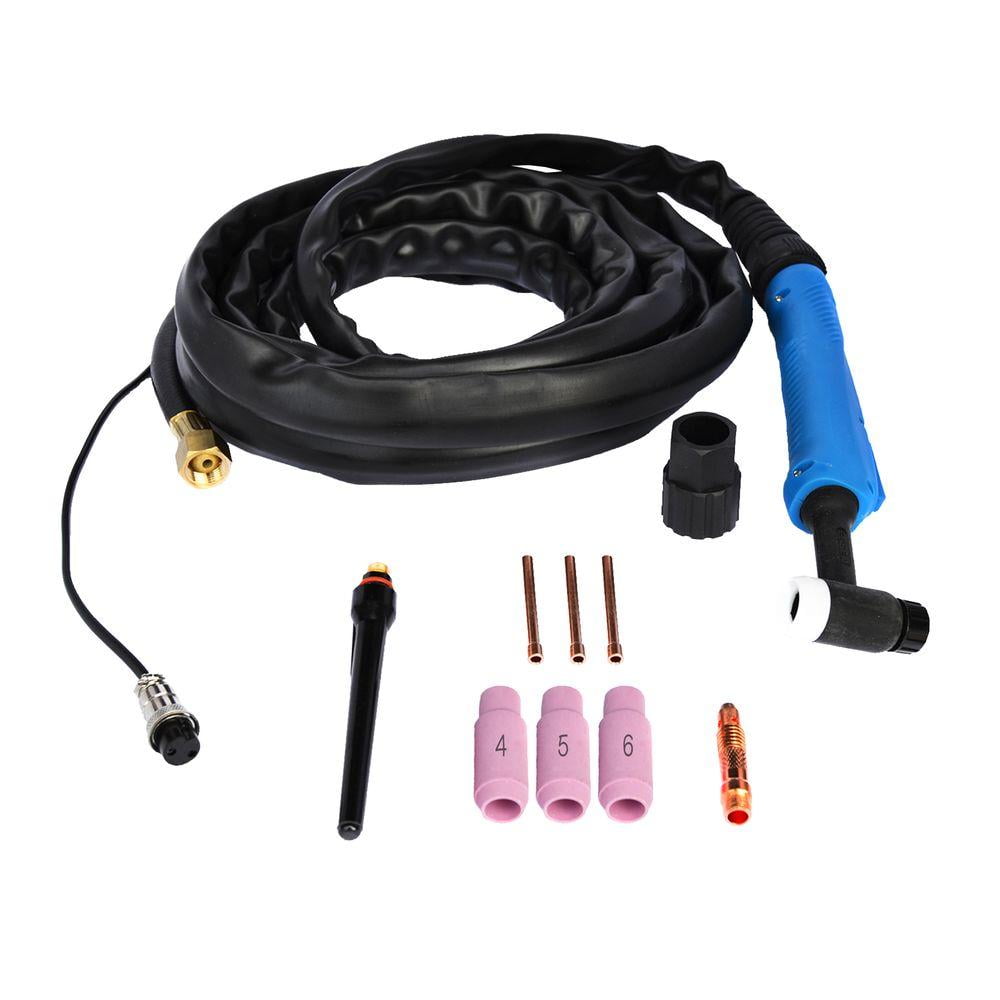 Arc Welding Torch Kit TIG-17F Flexible Tip Single Switch Welding Torch Welding Equipment TIG-17 with 3X Ceramic Protection Nozzle for Welding for 