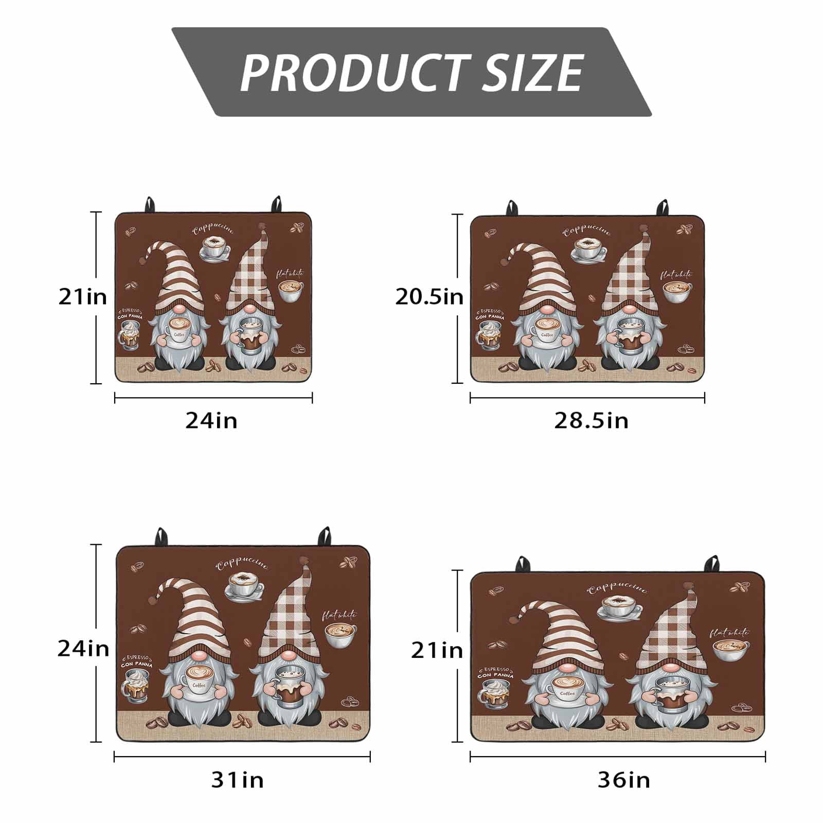 Coffee Gnomes Stove Top Cover for Electric Stove, Heat-proof & Non Slip Glass Top Stove Cover Protector, Coffee Beans Cups Brown Kitchen Flat Cooktop Rubber Mat 24x21 Inches