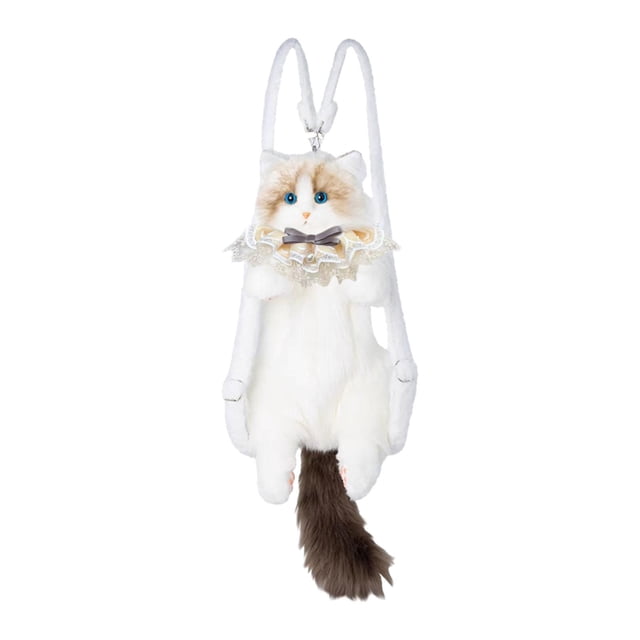 Bonita mochila de peluche con forma de gato, bolsa creativa con forma de animal de peluche para niñas amantes de los gatos