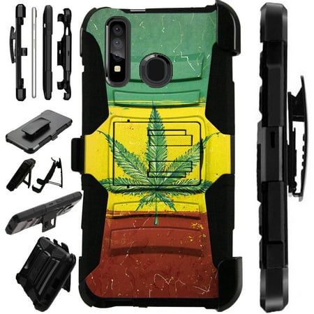 Compatible Samsung Galaxy A50 (2019) Case Armor Hybrid Phone Cover LuxGuard Holster (Flag of Weed