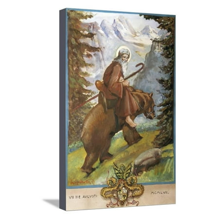 St Remedies on the Back of the Bear Stretched Canvas Print Wall Art By Luigi Mussini