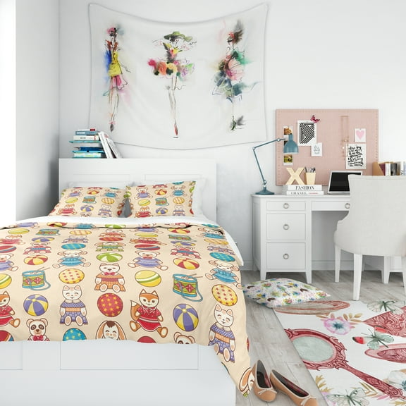 Designart 'Children'S Pattern' Modern Teen Duvet Cover Set