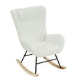 thumbnail image 6 of Fulvari Rocking Chair Teddy Fabric Upholstered Glider Chair High Back Armchair With Wood Legs For Living Room Bedroom Playroom, 6 of 8