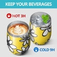 thumbnail image 4 of 12oz Stemless Wine Tumblers Yellow Daisy Flower Pattern Vacuum Insulated Stainless Steel Travel Tumbler Cups Mug with Lid and Straw for Champaign,Cocktail,Beer with Cleaning Brush, 4 of 5