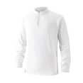 thumbnail image 5 of Timoontee Men's Fleece Lined Tops Spring Fall Warm Shirts Loungewear Shirt Casual Long Sleeve Stand Collar Shirts Solid Quarter Zip Pullover White XXXL, 5 of 7