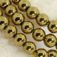 thumbnail image 2 of Metallic Gold Coated Hematite Gemstone 6mm Round Beads Stretch Bracelet 6.5" Unisex, 2 of 2