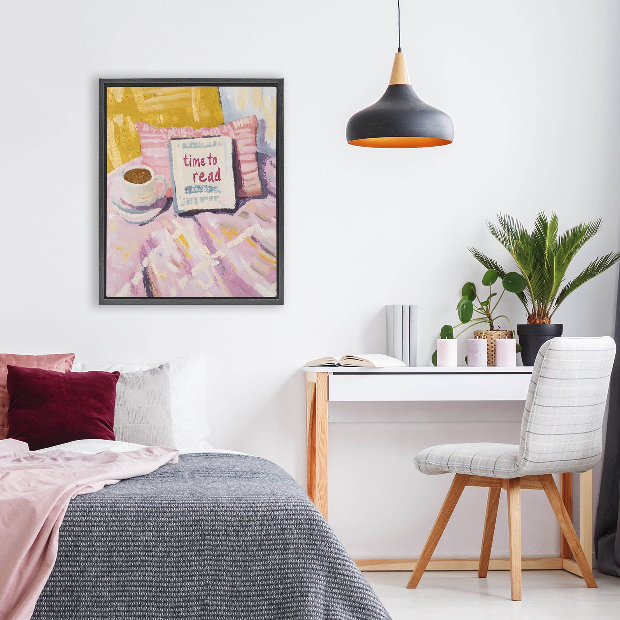 Stupell Industries Time To Read in Morning Black Framed Floater Canvas Wall Art, design by The Prints Vibe