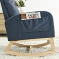 thumbnail image 4 of Modern Accent Rocking Chair with Two Side Pocket, High Backrest Living Room Lounge Armchair with Padded Back Cushion and Solid Wood Base for Home Office, Navy, 4 of 7
