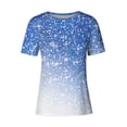 thumbnail image 4 of GaThRRgYP Off the Shoulder Tops for Women,Womens Tops Dressy Casual,Women's Casual Sparkling Crystal Printed Round Neck Short Sleeved Top, 4 of 4