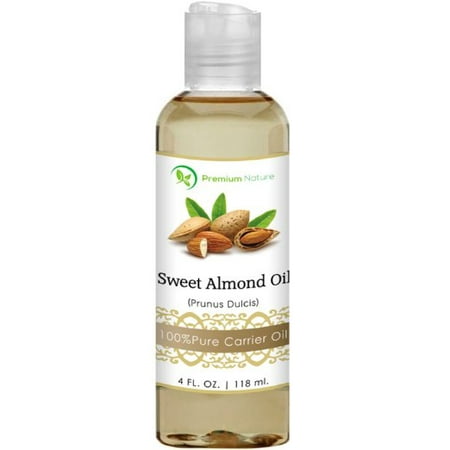 Sweet Almond Oil, Natural Carrier Oil 4 oz, Cleansing Properties, Evens Skin Tone, Treats Irritated Skin, Nourishes, Moisturizes & Prevents Aging- By Premium (Best Way To Treat Oily Skin)