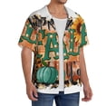 thumbnail image 2 of Balery Happy Fall Y'All Camisa Casual de Manga Corta con Botones para Hombre, Texturizada, Estilo Cubano, para Playa, Verano-4X-Large, 2 of 5