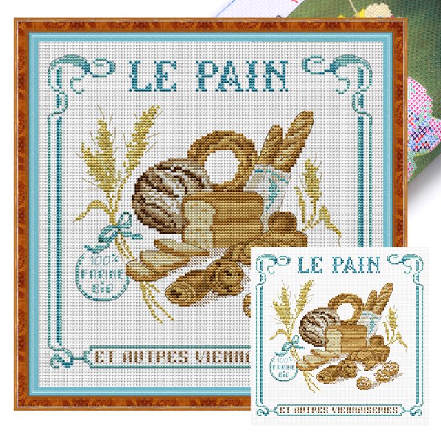 Kit Punto Cruz Pan Impreso Algodón Egipcio Bordado Parcial 14CT 33x33cm