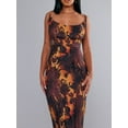 thumbnail image 4 of Gupgi Robe Longue Florale Sans Manches Robe Moulante à Bretelles Spaghetti Élégante, 4 of 8