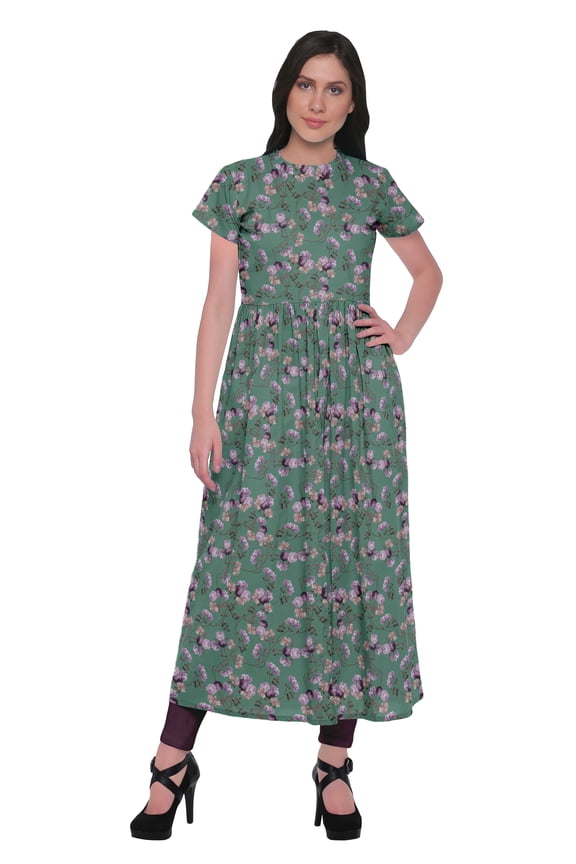 Printed Kurta Front Slit Tunic Tops Women Summer Wear Ladies Kurti