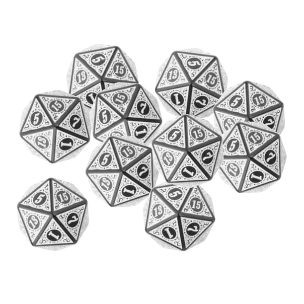 Dados poliédricos con letras inglesas únicas, resistentes al desgaste, 10 piezas para juegos de dados Blanco