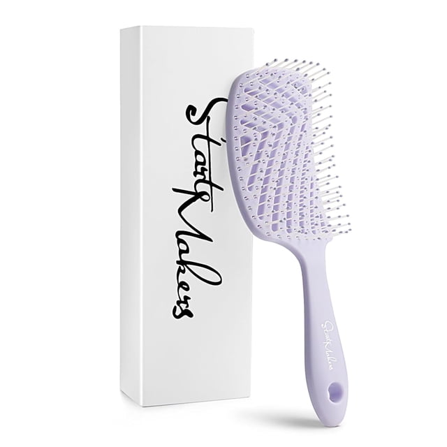 DUAIU Cepillo Profesional Desenredante Ventilado - Para Cabello Húmedo/Seco, Rizos o Liso - Pala Ancha Hombre/Mujer - Color Lavanda