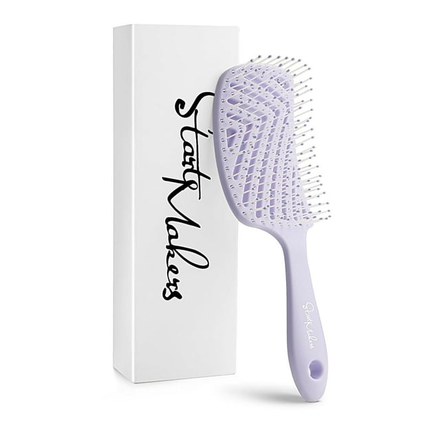 DUAIU Cepillo Profesional Desenredante Ventilado - Para Cabello Húmedo/Seco, Rizos o Liso - Pala Ancha Hombre/Mujer - Color Lavanda