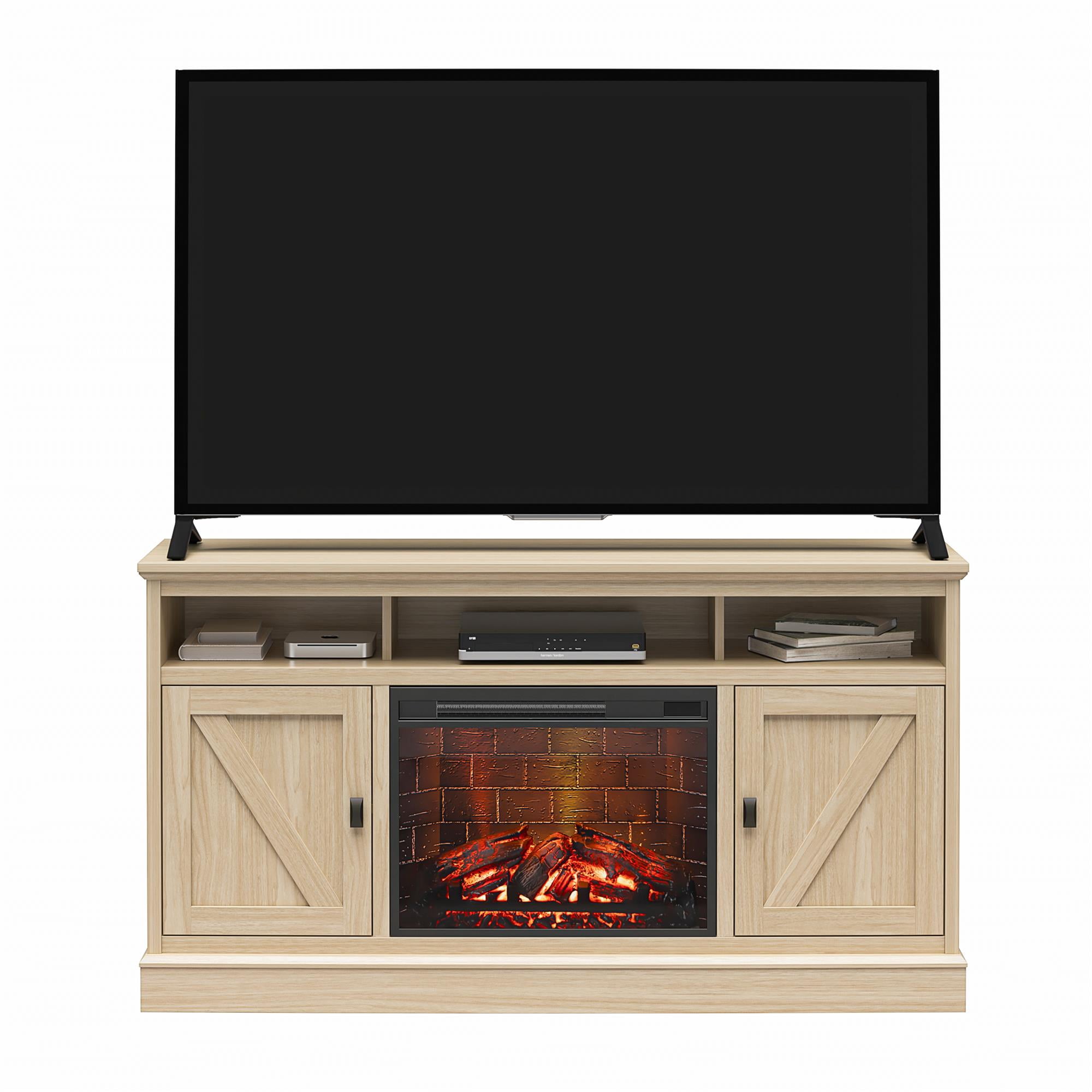 Ameriwood Home Ashton Lane Fireplace TV Stand, Spring Pine