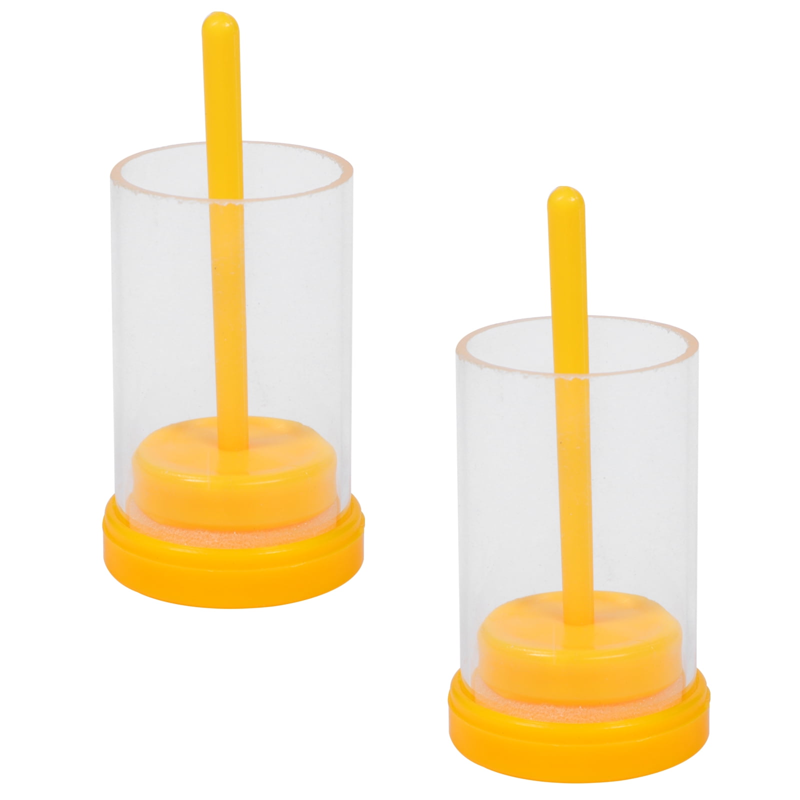 OFFIGAM 2Sets Professional Yellow Plastic Bee Marker Bottles for Beekeeping with Practical Cage Design