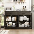 thumbnail image 7 of Hiphuta 47"Farmhouse Sideboard Storage Cabinets with 4 Doors & 2 Drawers, Coffee Bar for Living Room, Dark Brown, 7 of 7