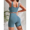 thumbnail image 2 of Conjuntos de Yoga acanalados sin costuras, conjuntos de entrenamiento para mujer, 2 piezas, trajes de gimnasio, tanque corto acanalado, pantalones cortos de cintura alta, trajes para Fitness y correr, 2 of 5