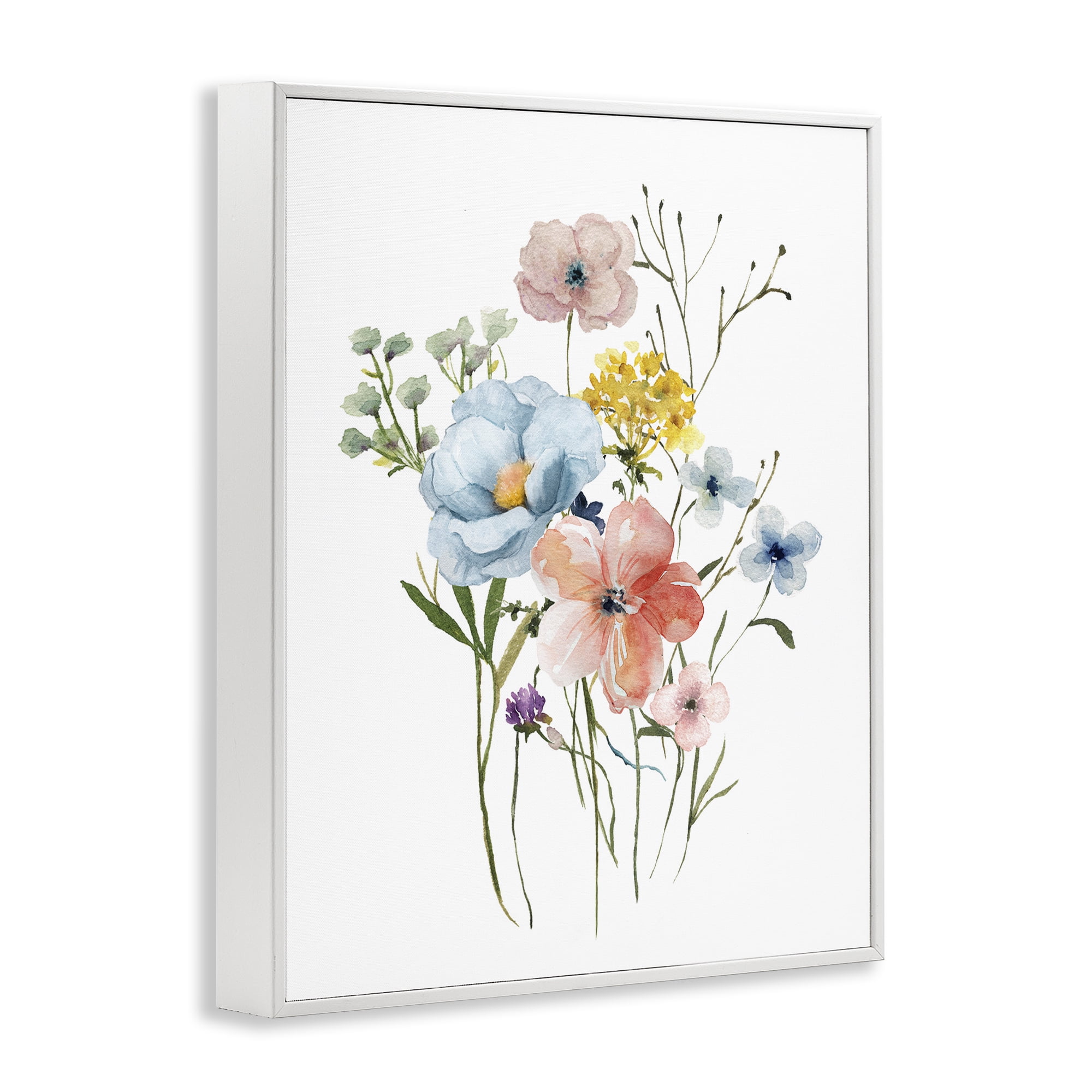 Stupell Industries Spring Meadow Wild Flowers White Framed Giclee Art, design by Livi Finn