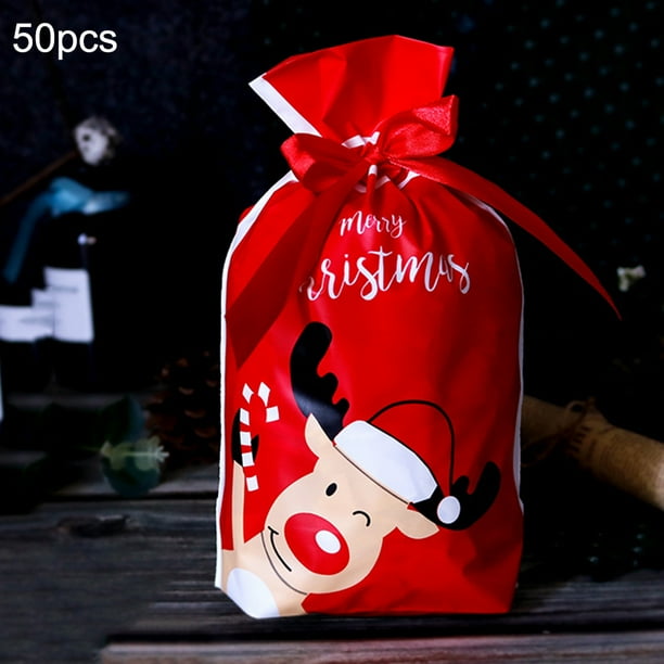 Christmas chocolate chip cookies 50Pcs Christmas Candy Cookies Packing Bag New Year Gift Bag Xmas Santa