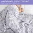 thumbnail image 3 of Chunky Knit Blanket Throw x Hand Knitted Chenille Throw Blanket Small Soft Thick Yarn Cable Knit Blanket Cute Rope Knot Crochet Throw Blankets for Couch Bed Sofa (Light ), 3 of 8