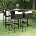 thumbnail image 1 of vidaXL 5 Piece Garden Bar Set with Cushions Poly Rattan Black, 1 of 5