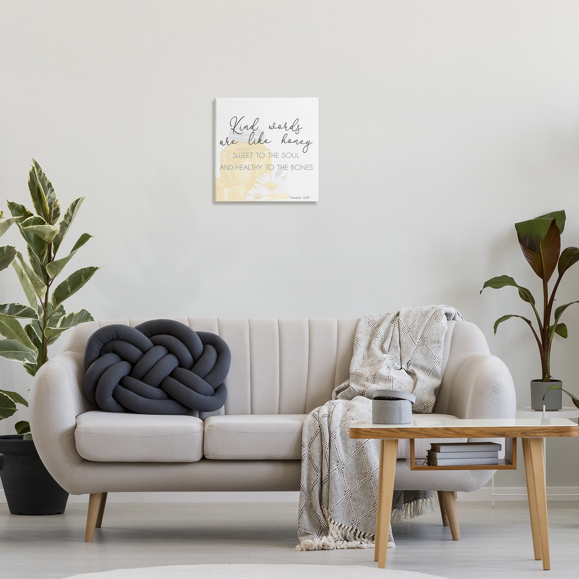 Stupell Industries Kind Words Like Honey Plants & Flowers Painting Wrapped Canvas Art Print Wall Art, 17 x 17