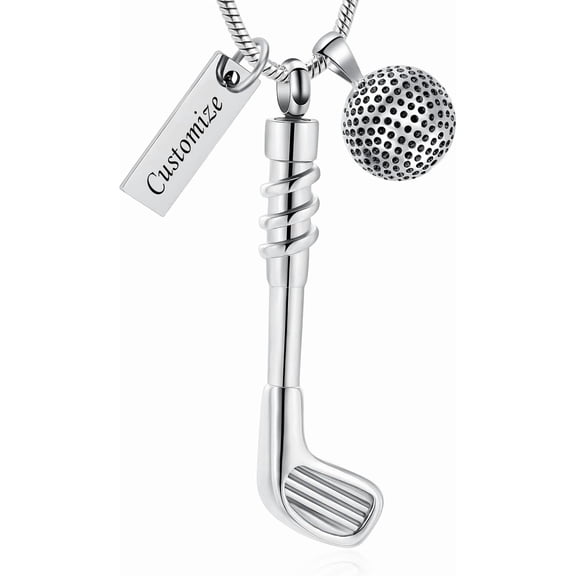Cremation Jewelry Golf Clubs Urn Necklace for Ashes for Men Women Keepsake Funeral Memorial Pendant for Human Ash Holder