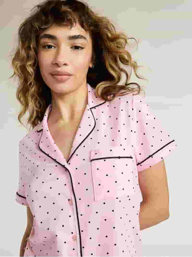 絶対的な信頼 Collar Notch Blend Cotton Women's Joyspun Top Shorts and Clothing