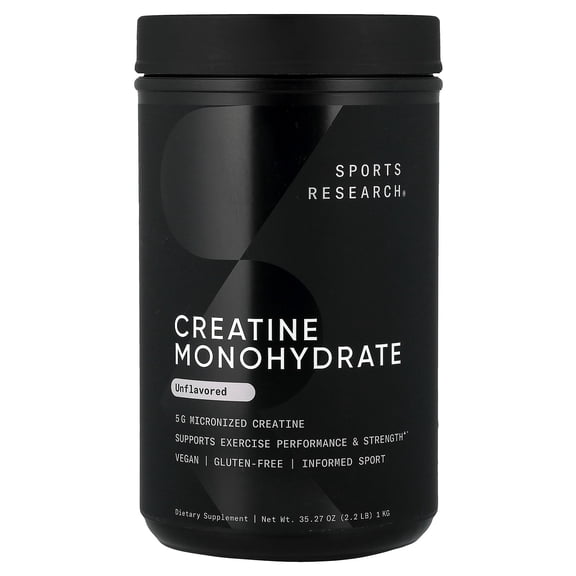 Sports Research Creatine Monohydrate, Unflavored, 2.2 lb (1 kg)