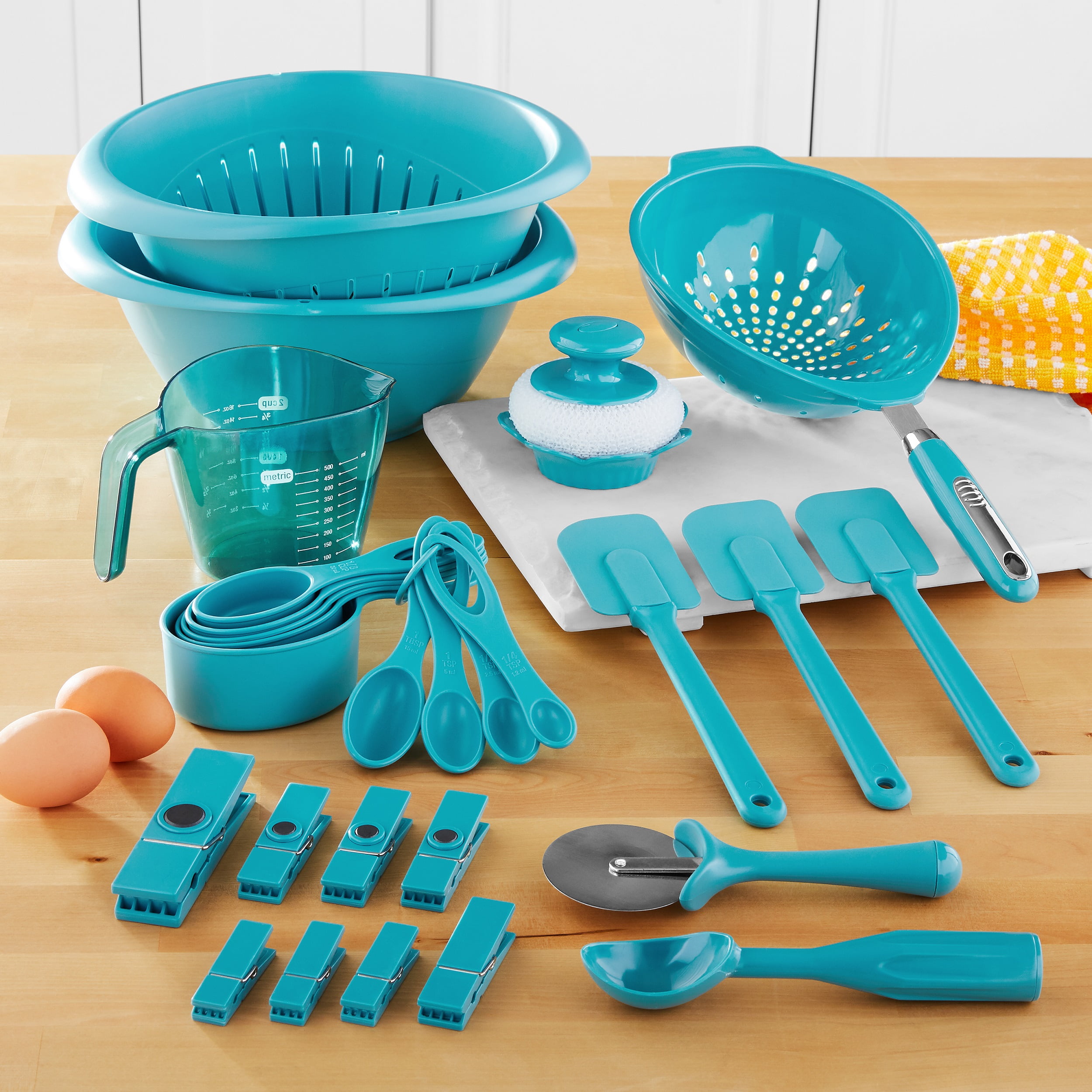 Mainstays 28-Piece Plastic Kitchen Tools and Gadgets Set, Navy Blue 