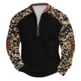 thumbnail image 2 of Runfenguu Mens Summer Top Plus Size Top Men'S Large Size Half Zipper Round Neck Camouflage Vintage Print Long Sleeved Plus Size Top, 2 of 4