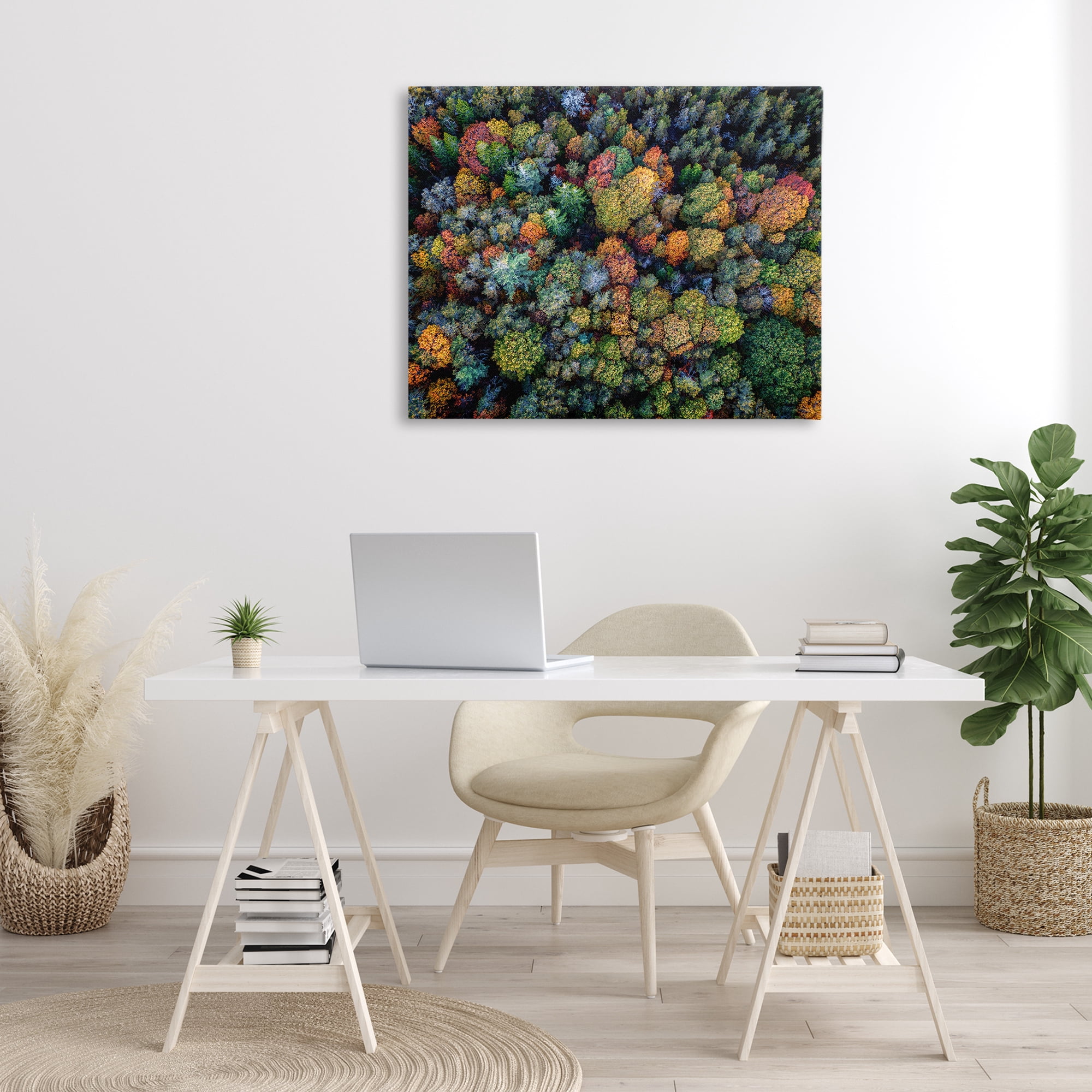 Stupell Industries Aerial View Autumnal Foliage Landscape & Nature Photography Wrapped Canvas Art Print Wall Art, 40 x 30