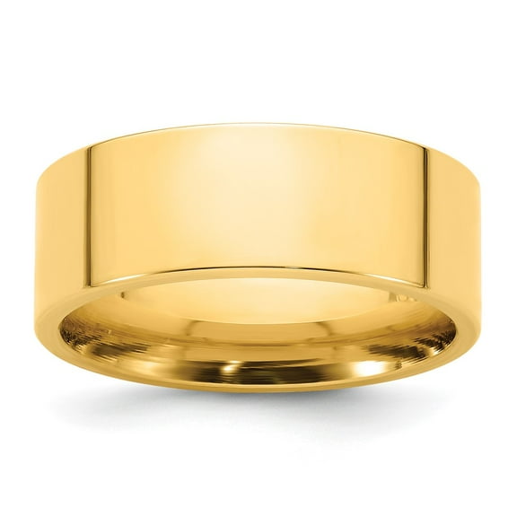 14k Yellow Gold 8mm Standard Weight Flat Comfort Fit Wedding Band Size 5.5 FLC080
