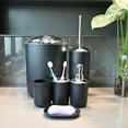 thumbnail image 5 of WeGuard Bathroom Accessories Set, 6 Pcs Gift Ensemble Set Toothbrush Holder, Toothbrush Cup, Soap Dispenser, Soap Dish, Toilet Brush Holder and Trash Can, Black, 5 of 7