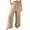 Khaki, variant on Plebaso Womens Wide Leg Summer Pants Elastic Waist Drawstring Palazzo Loose Casual Trousers with Pockets