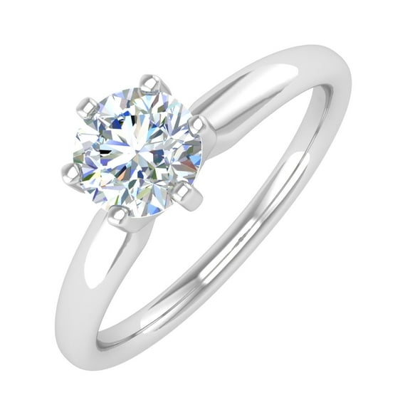 1/2 Carat 6-Prong Set Diamond Solitaire Engagement Ring in 14K White Gold (Ring Size 6.5)